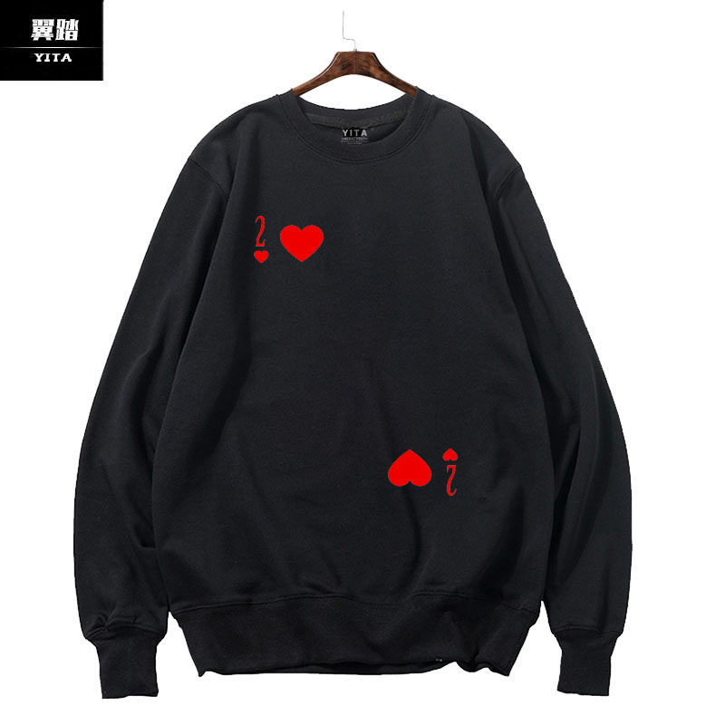 红桃扑克牌ajqk大小王圆领卫衣男女可定制活动上衣服套头薄款长袖