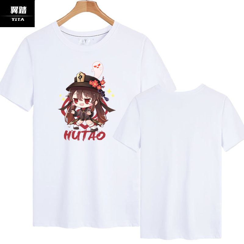 胡桃原神二次元动漫游戏周边短袖t恤衫男女学生纯棉半袖休闲衣服