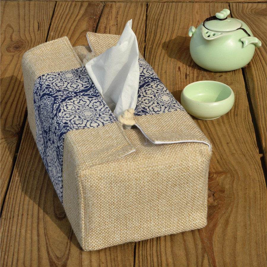 复古布艺抽纸盒装客厅古典中式大号硬盒纸巾纸巾盒