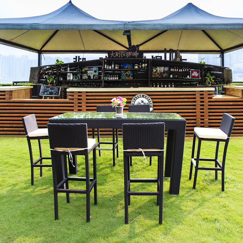 户外吧台庭院露天桌椅室外休闲藤椅桌椅套件
