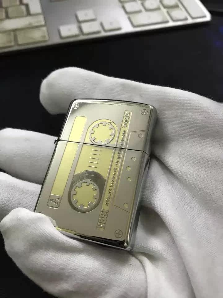 何小白zippo原装正品打火机雕刻80年代回忆倒带磁带zippo