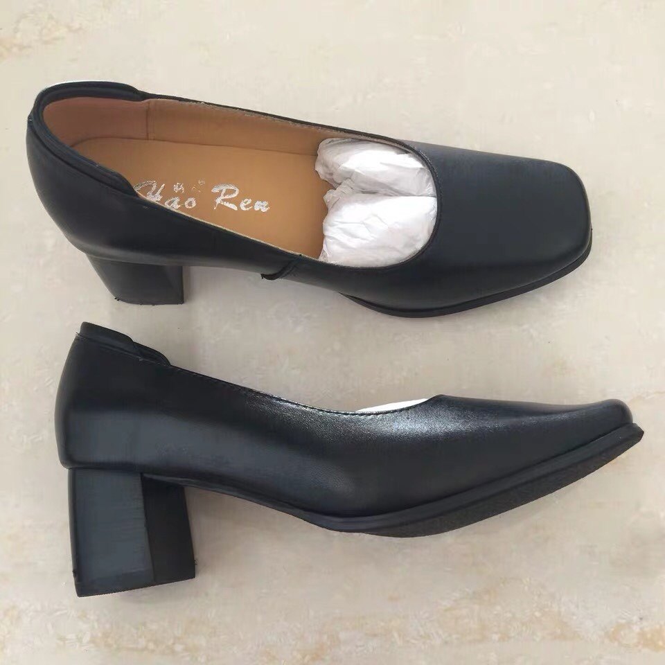 国航正品空姐乘务航空工作鞋职业通勤平底高跟鞋单鞋