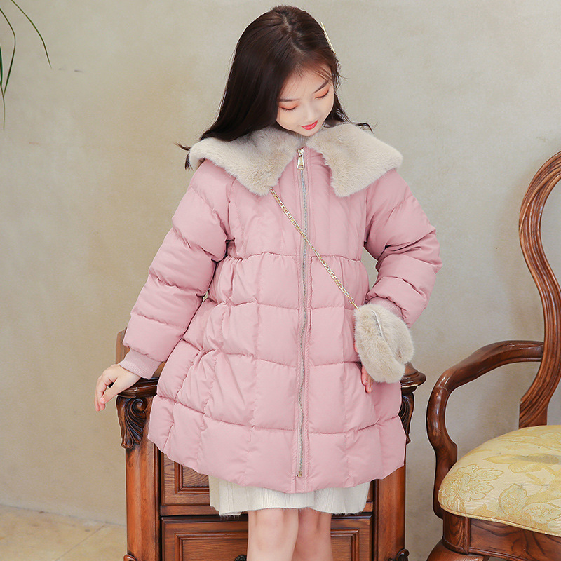 英国abcnext女童羽绒服冬装中长款儿童棉服女孩洋气冬季棉袄外套