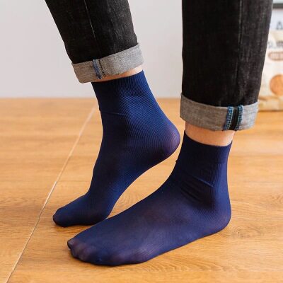 20双男士丝袜中筒袜竹炭冰丝防臭透气商务丝光运动休闲对对男袜子