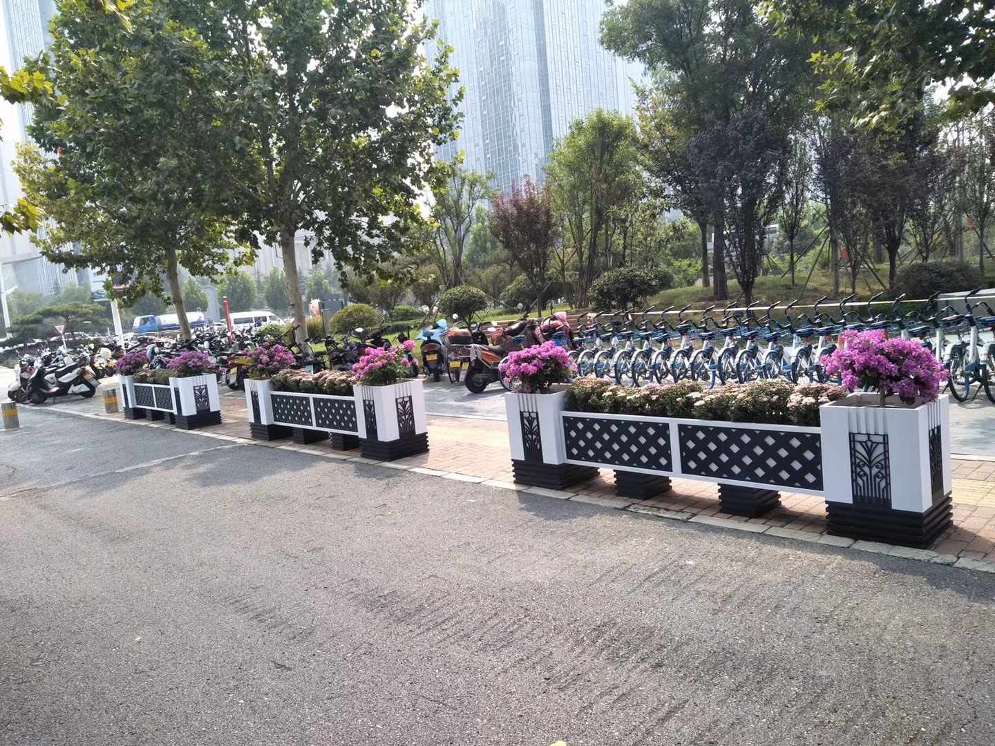 pvc花箱隔离带护栏花槽市政公路马路花盆微发花架