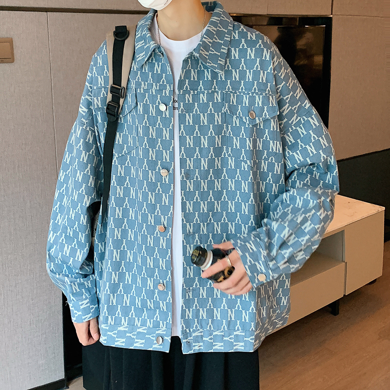 2022春秋季新款高级感衬衫外套男休闲bf韩版夹克宽松帅气潮流上衣