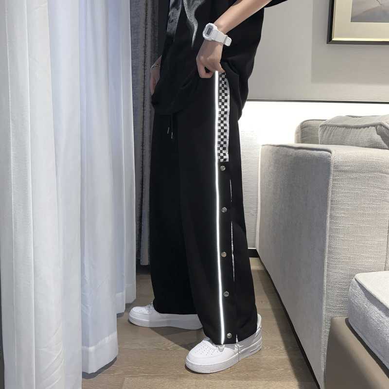 排扣裤子男士夏季ins潮牌宽松学生运动裤韩版潮流百搭炸街阔腿裤