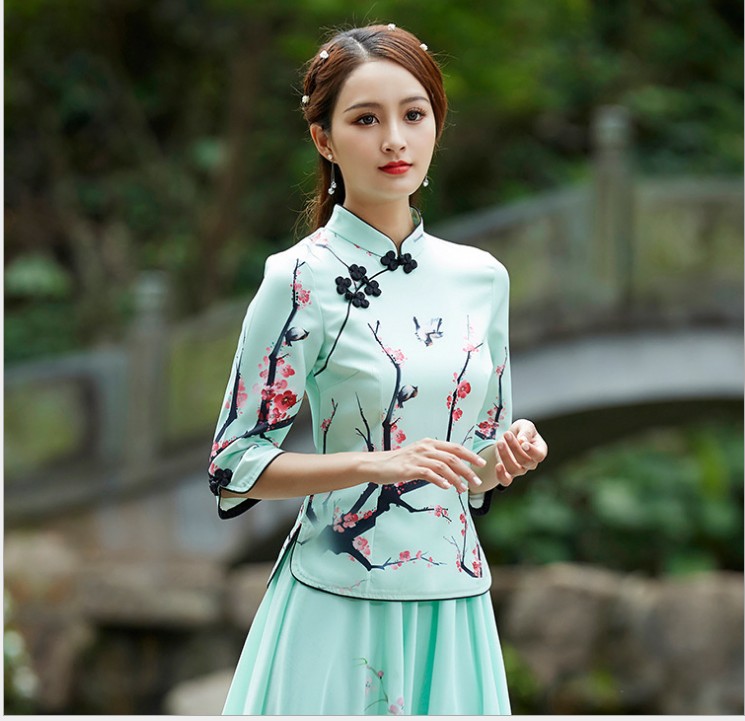 2020春季新式汉服日常少女中国风年轻款改良唐装两件