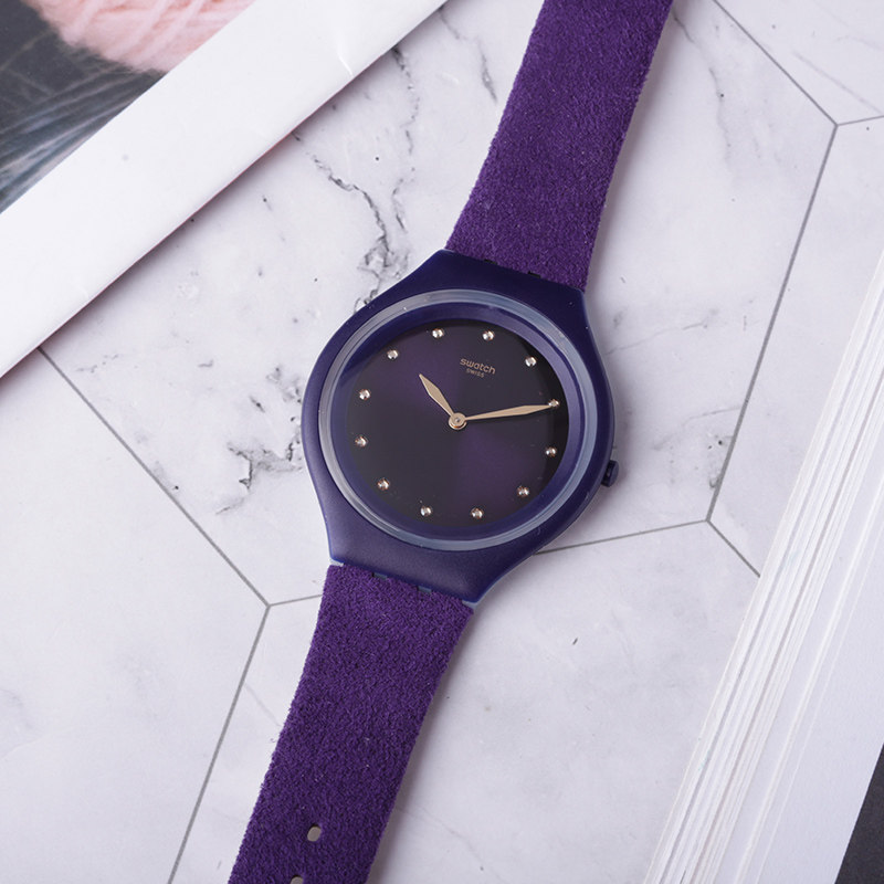 swatch斯沃琪手表男女女学生黑色夜光硅胶防水网红瑞士腕表