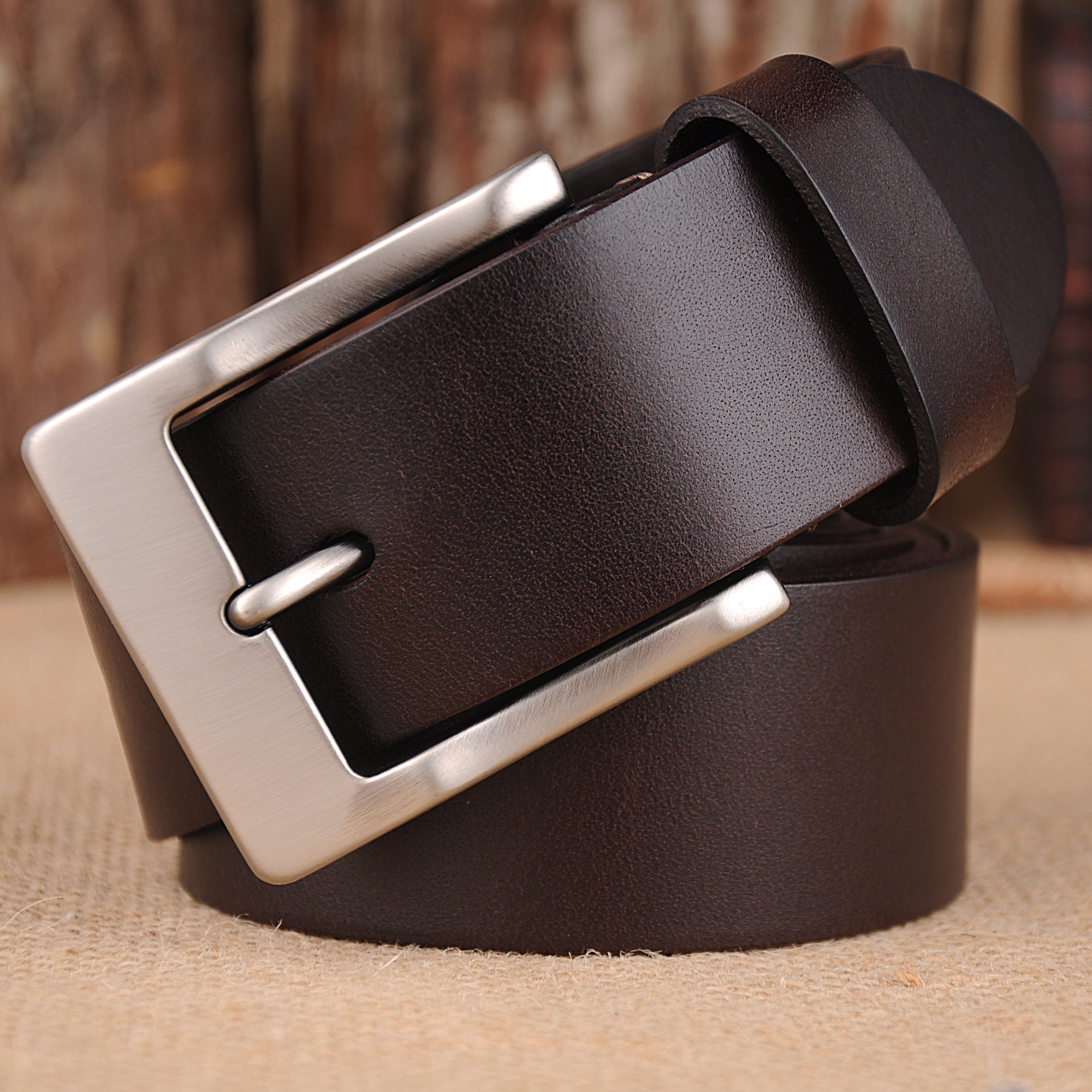 【天天特价】皮带男真皮头层纯牛皮针扣中青年复古牛仔裤腰带休闲