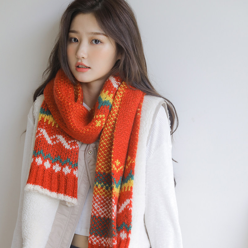 围巾冬季原宿风森森系复古针织加厚保暖韩版围巾