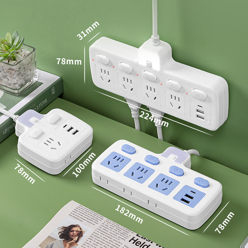 两脚插座2孔插头排插接线二相插排usb插板接线板