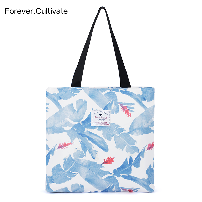 Forever cultivate印花帆布包 女学生单肩手提袋韩国文艺简约百搭 - 图3