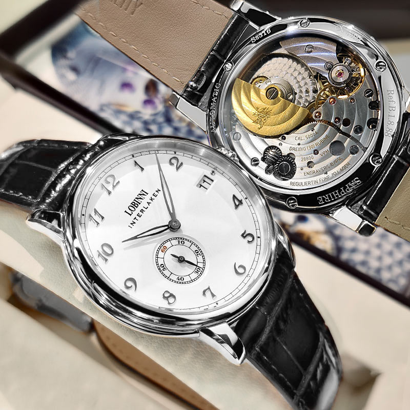 罗宾尼手表男新款正品超薄机械表全自动男表防水真皮商务品牌十大