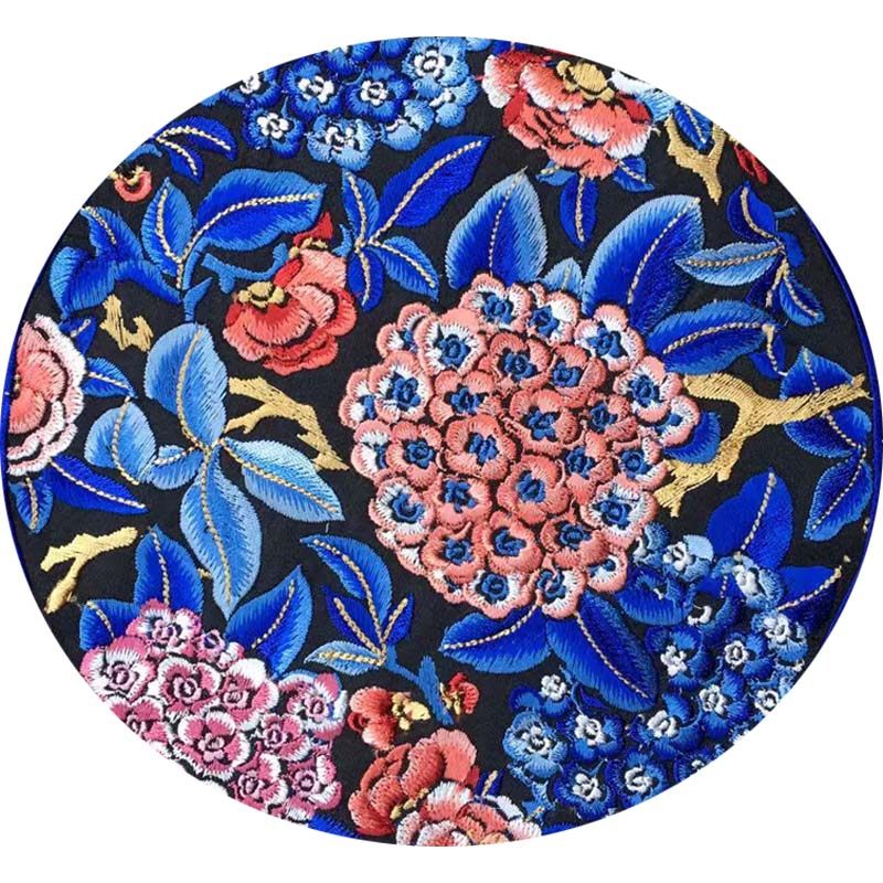 圆形刺绣布贴青花瓷中国国风民族服装装饰辅料吉祥如意苗族织锦