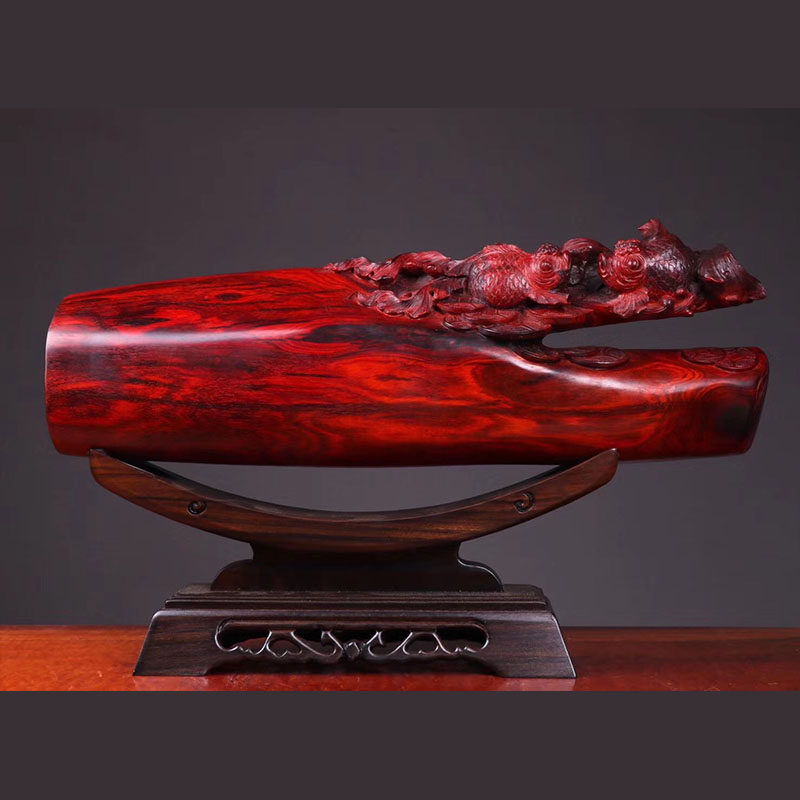 摆件印度小叶紫檀金玉满堂横财实木根雕乔迁礼品摆件