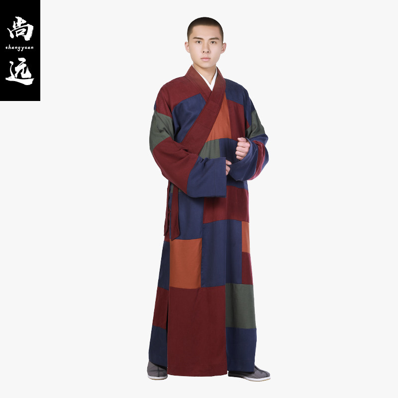 尚远春夏天丝百衲衣长僧服补丁长衫僧装大褂民族服装