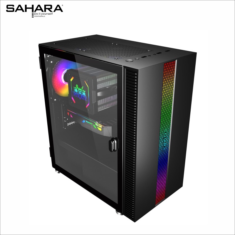 机箱sahara撒哈拉神光6号台式电脑水冷游戏侧透个性机箱