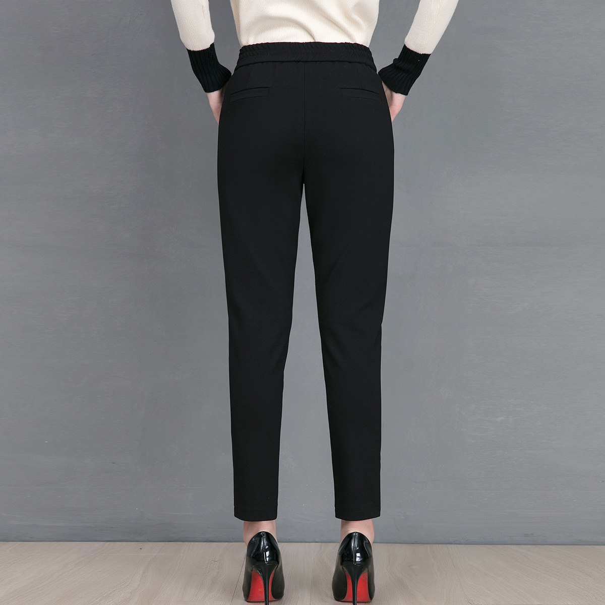 哈伦裤女秋季女人长裤宽松中年大码女裤小脚休闲裤