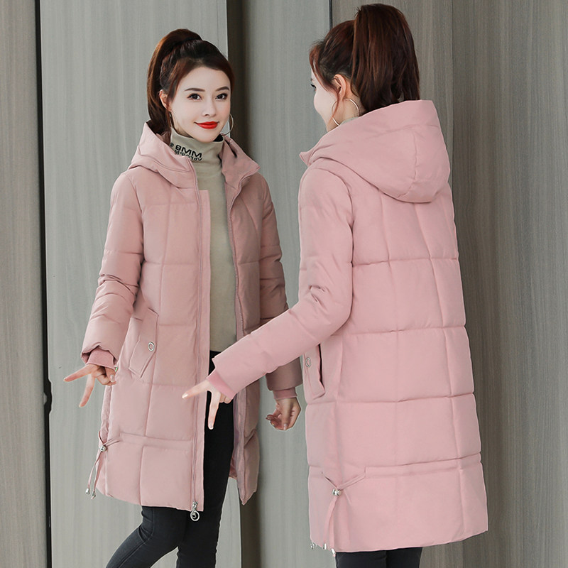 羽绒棉衣棉服2020新款秋冬女装韩版修身中长款连帽加厚棉袄女外套