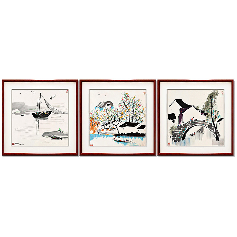 吴冠中装饰画中国壁画卧室挂画饭厅餐厅客厅水墨画现代装饰画