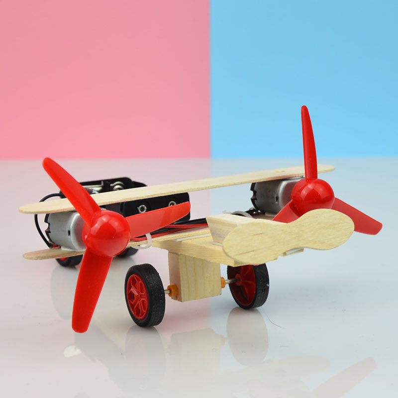 科学制作diy双翼引擎滑行飞机幼儿园科学实验教具科学实验