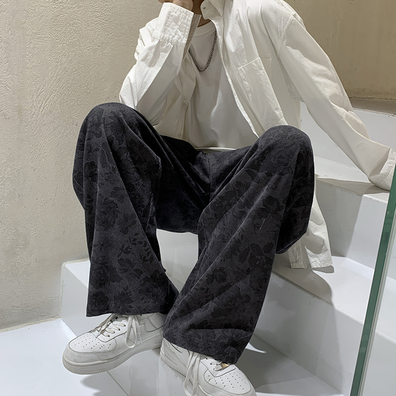 高街ins潮牌休闲嘻哈裤满印垂坠高级感美式复古hiphop直筒炸街裤