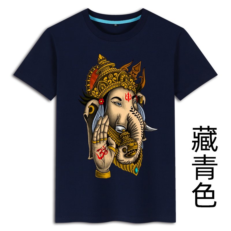 国潮复古古风印花泰国大象动物图案衣服夏季t恤