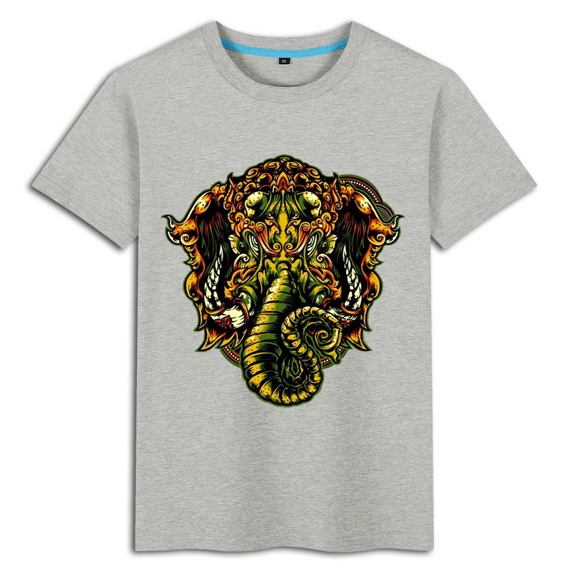 国潮复古古风印花泰国大象动物图案衣服夏季t恤