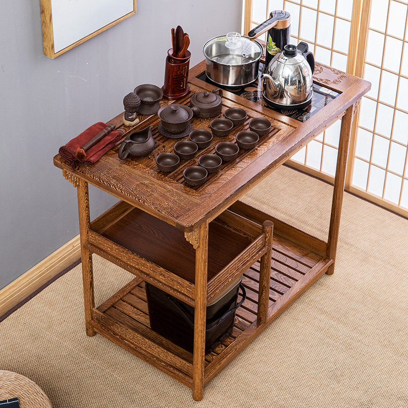 嘉和 鸡翅木茶车移动功夫茶具套装实木茶盘茶台茶海小茶桌家用