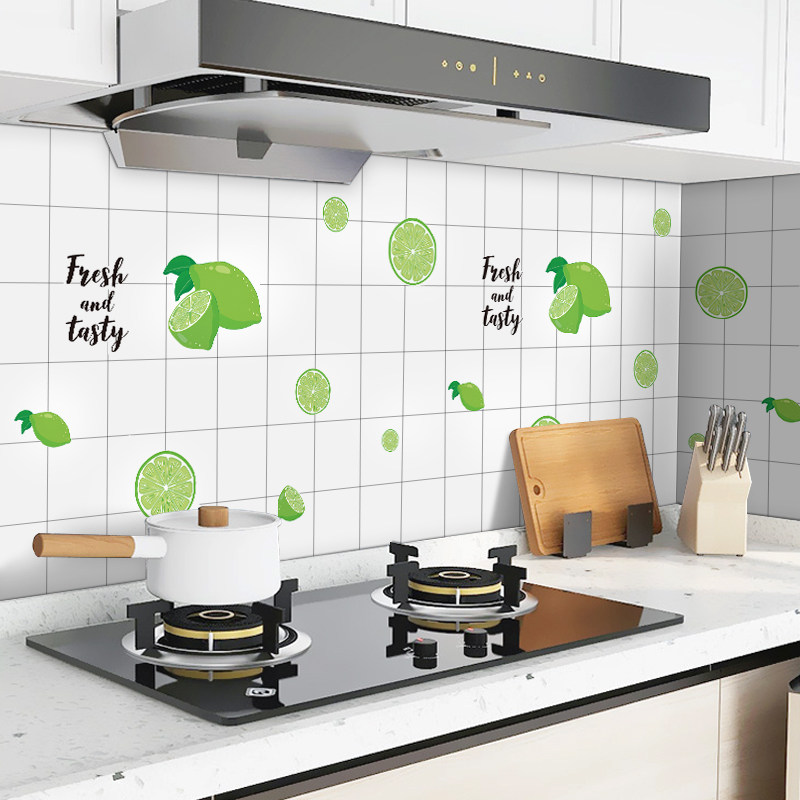 厨房不沾贴纸自粘橱柜墙面壁纸贴画墙贴柜灶美墙贴