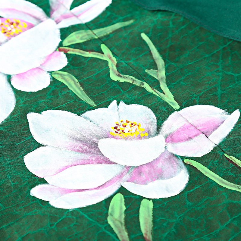 香云莎 手绘花色文艺拼接短袖女装夏装新款真丝香云纱连衣裙