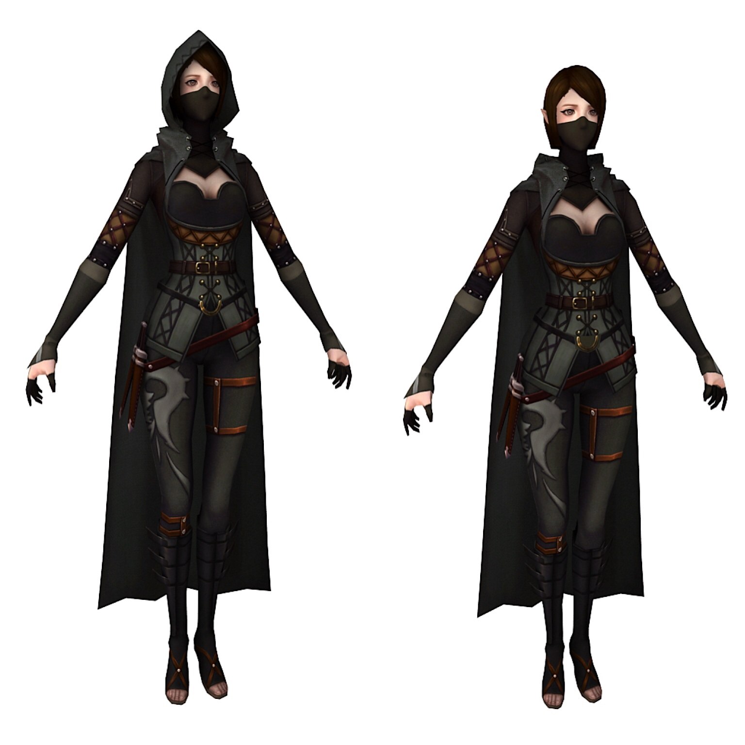 绑定蒙面戴帽女人人物3dmaxc4dfbx格式模型设计素材