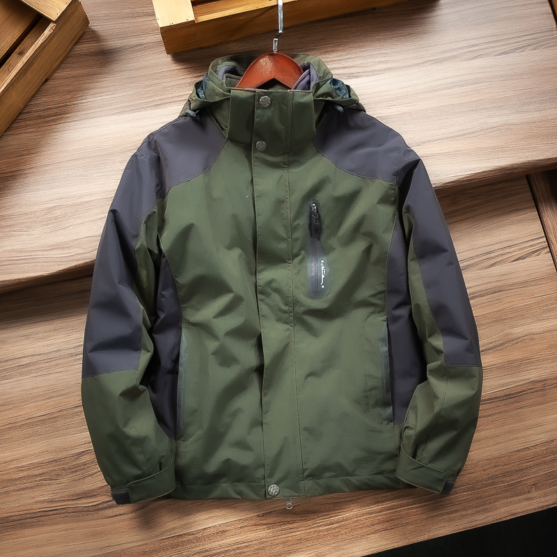 三合一防风防水秋冬男士休闲拼接款可脱卸抓绒内胆保暖冲锋衣外套