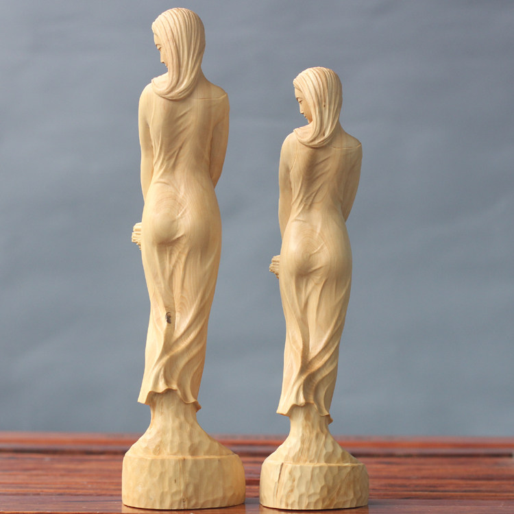 雕刻乐清黄杨木雕居家装饰摆件雕塑工艺美女花样年华木雕