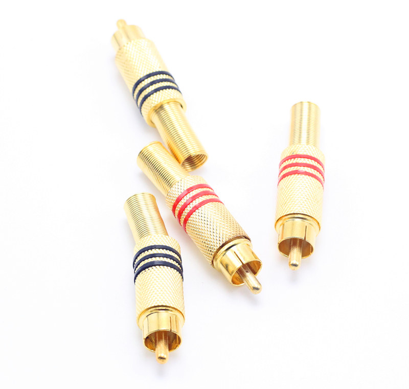 莲花音频视频焊接接头镀金端子rca接线线头插头rca头