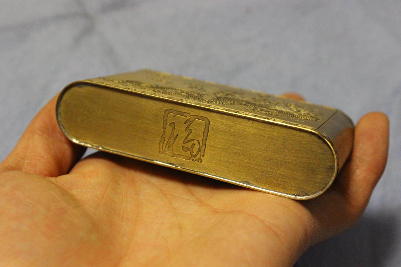 高档纯铜烟盒烟丝盒旱烟盒烟丝罐手卷烟烟叶黄铜加厚密封金属刻龙