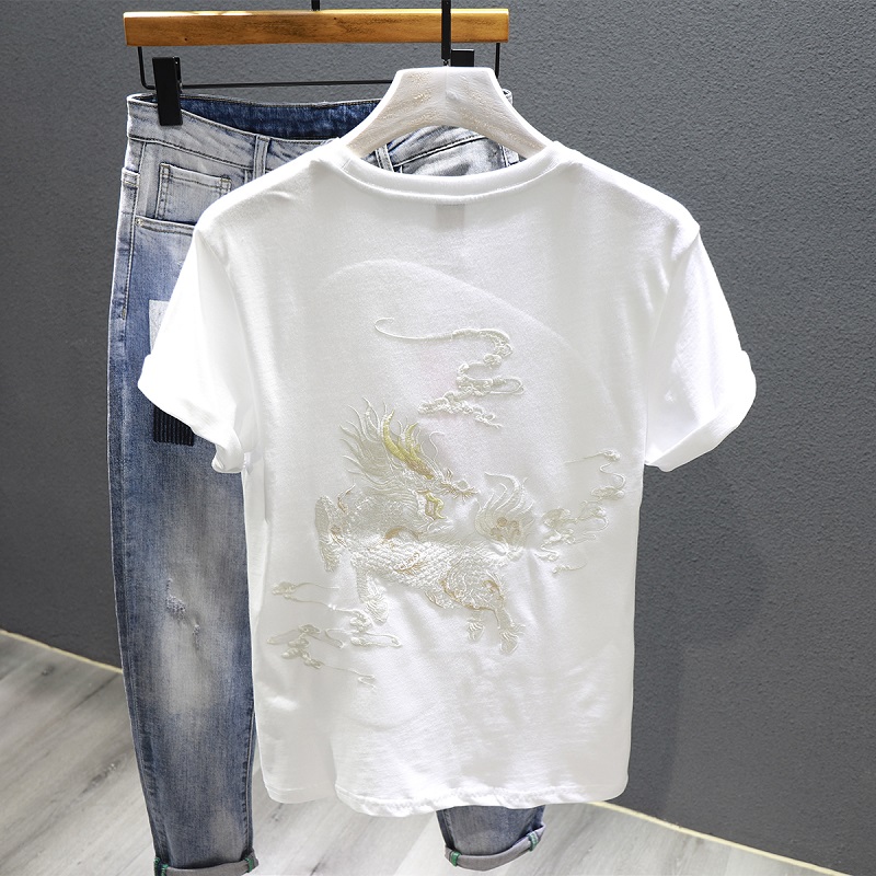 短袖t恤男士潮牌2022年夏季新款潮流百搭圆领宽松中国风半袖上衣