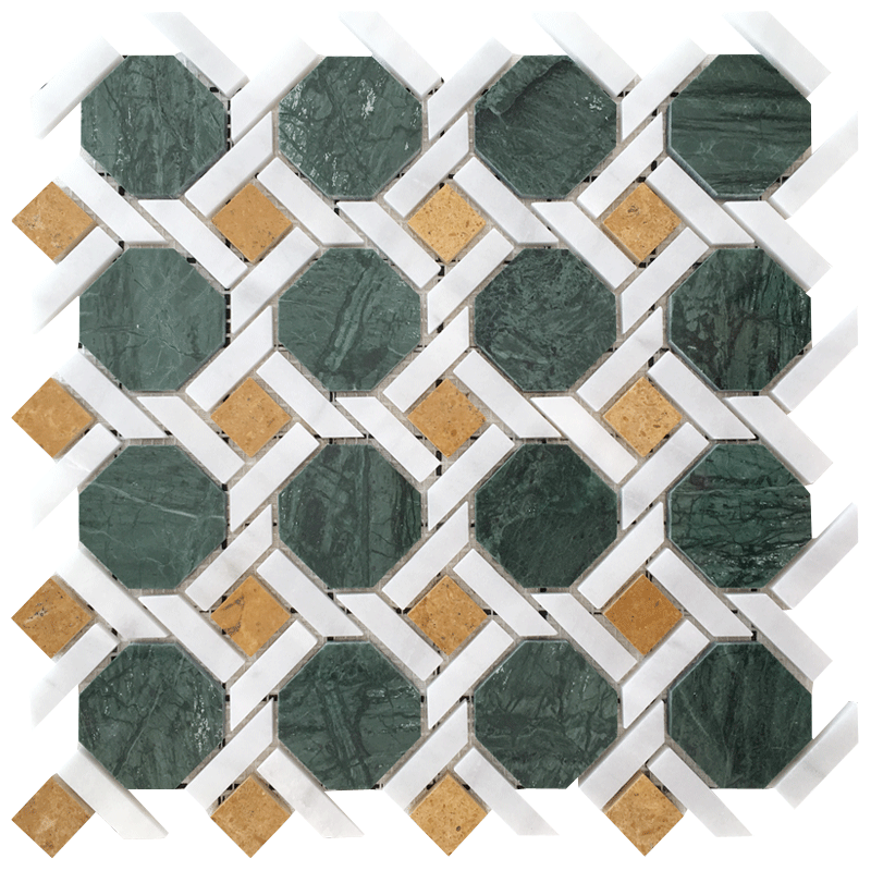 彩色卫生间拼图菱形八角印度年华石材金年华大理石马赛克