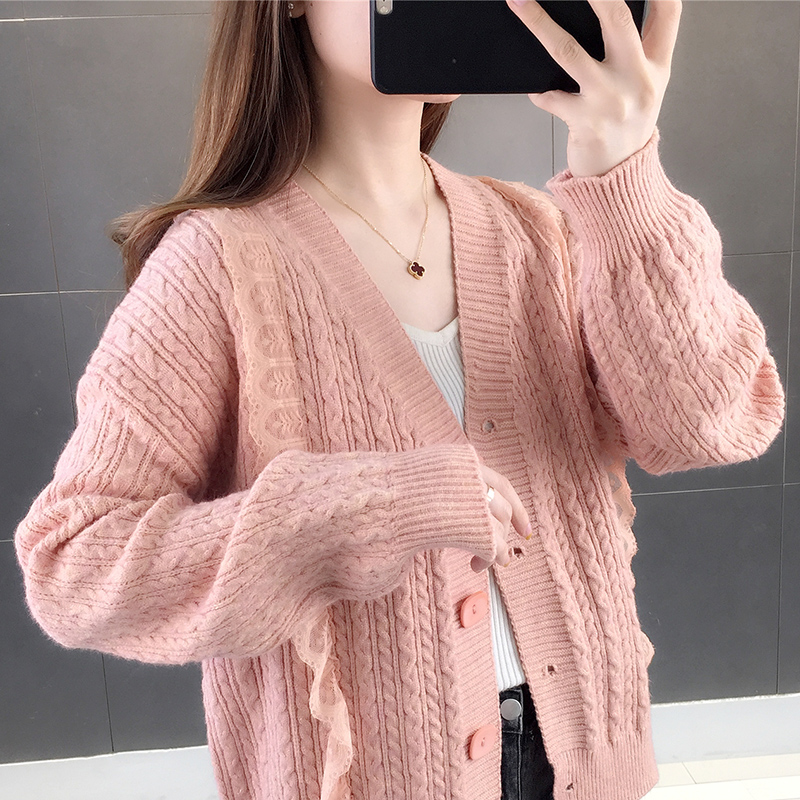 秋装2021年新款韩版针织开衫女士麻花毛衣外套毛针织衫