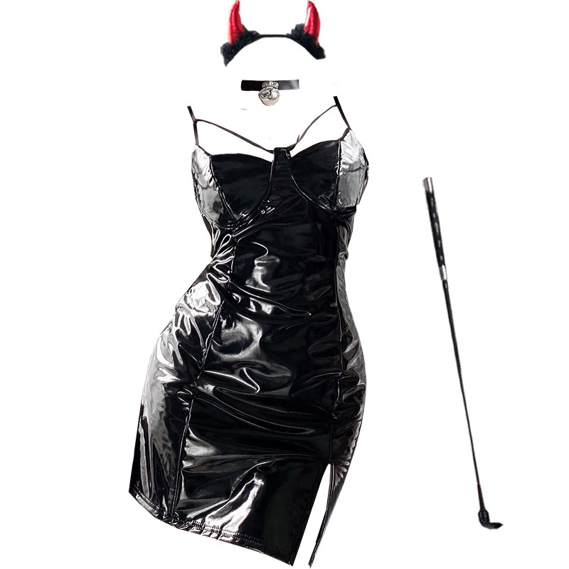 cosplay夜场性感野猫女郎万圣节小恶魔皮裙女王制服连衣裙