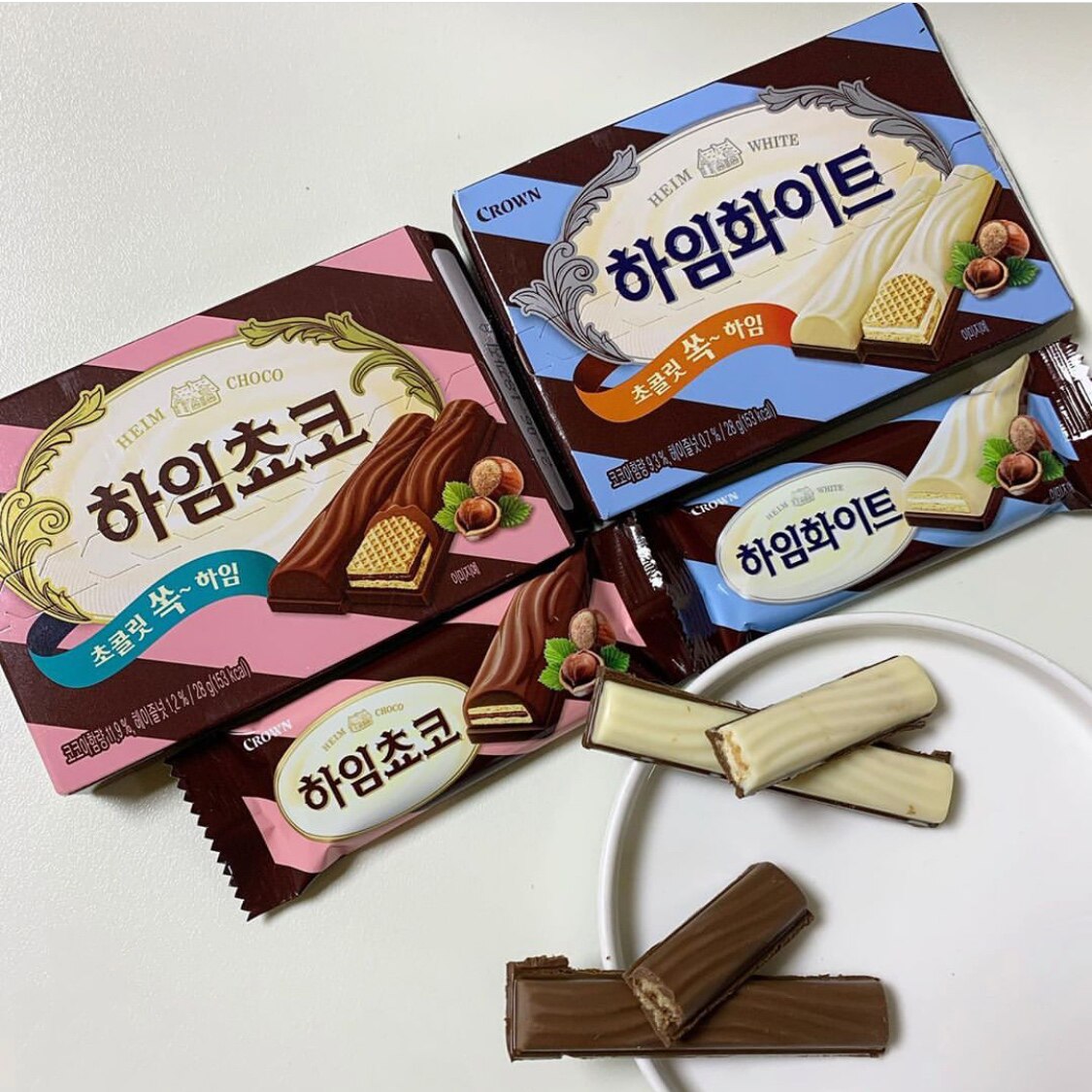 克丽crown裹心双色夹心威化巧克力饼干韩国进口夹心巧克力