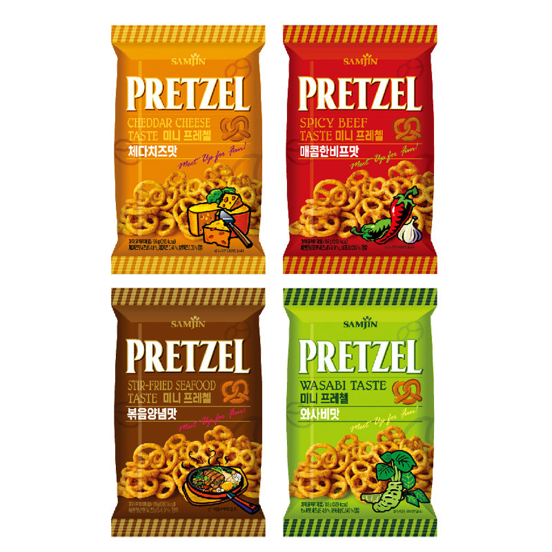 韩国进口三进辣味芥末鲜味芝士饼干好吃网红膨化食品