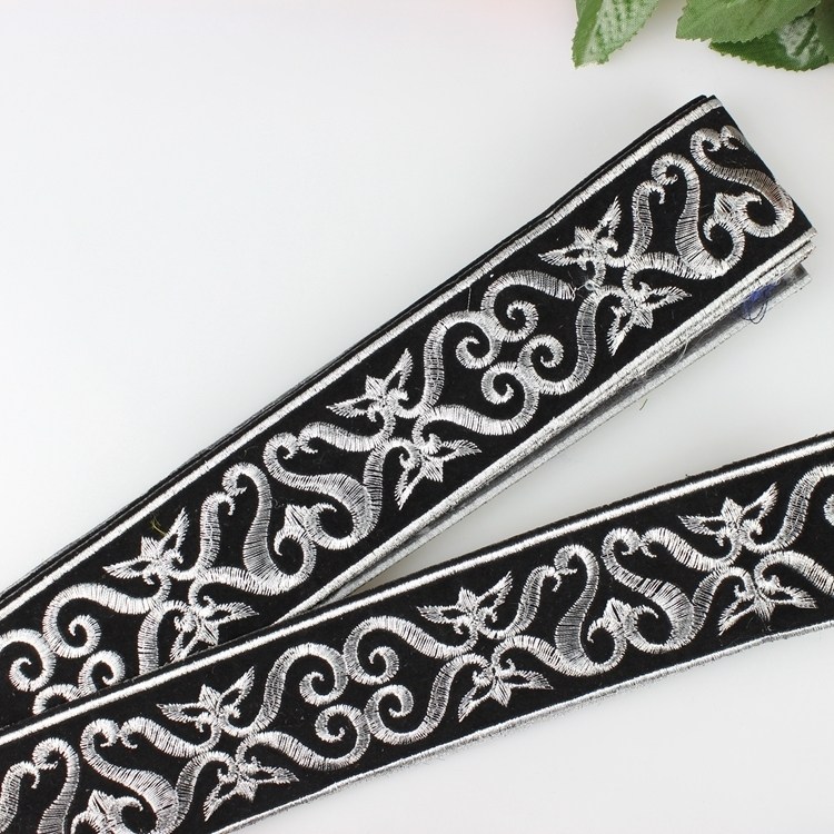 古风黑色腰带带领边布背胶古装花边汉服cos布贴