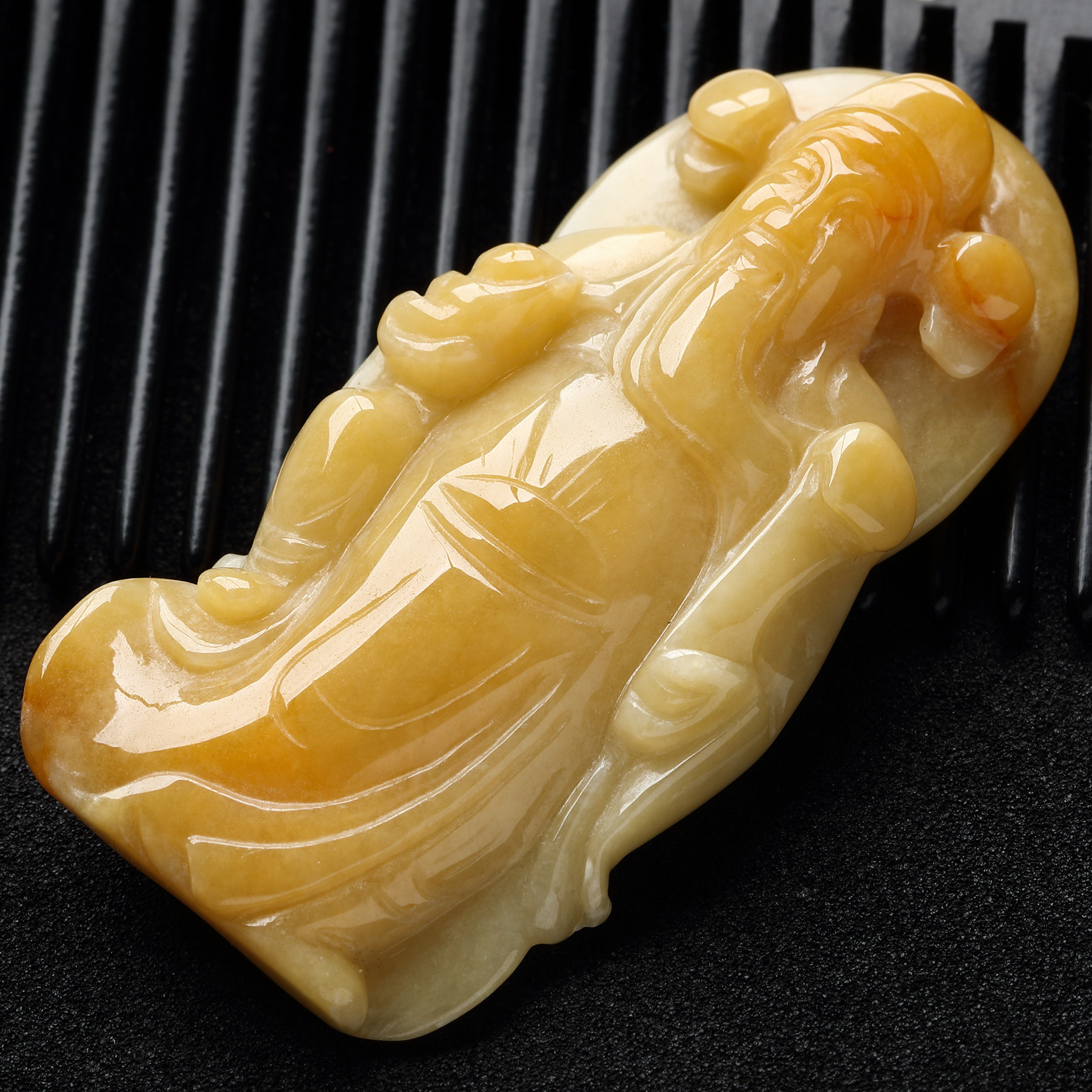 缅甸财神翡翠黄翡翠柠檬坠满色货挂天然项坠细糯种颈饰