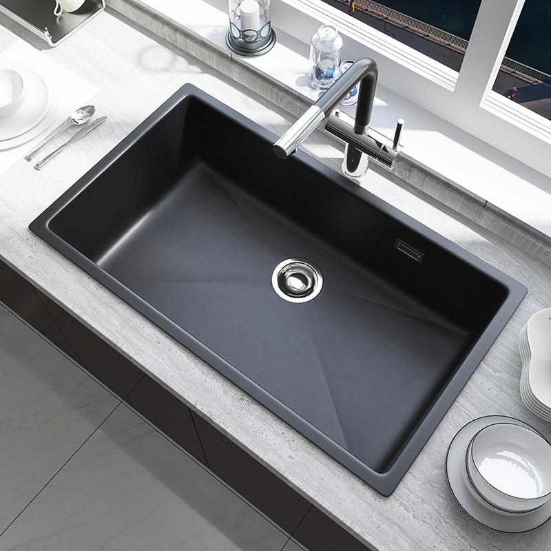 水槽韩国台下大单菜盆洗菜花岗岩黑色套餐巨杉水槽套餐