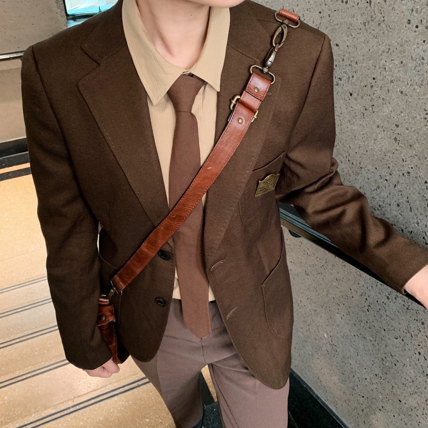 领带冬白自制棉质咖啡色手打秋冬搭配神器领带