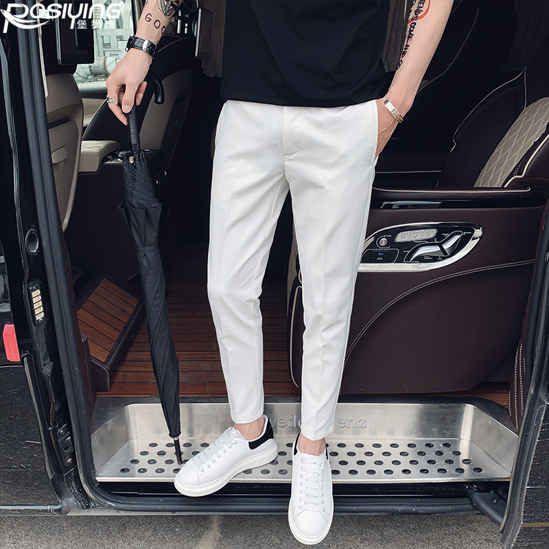 垂感西裤男冰丝九分裤精神小伙西装裤子薄款小脚裤网红痞帅休闲裤