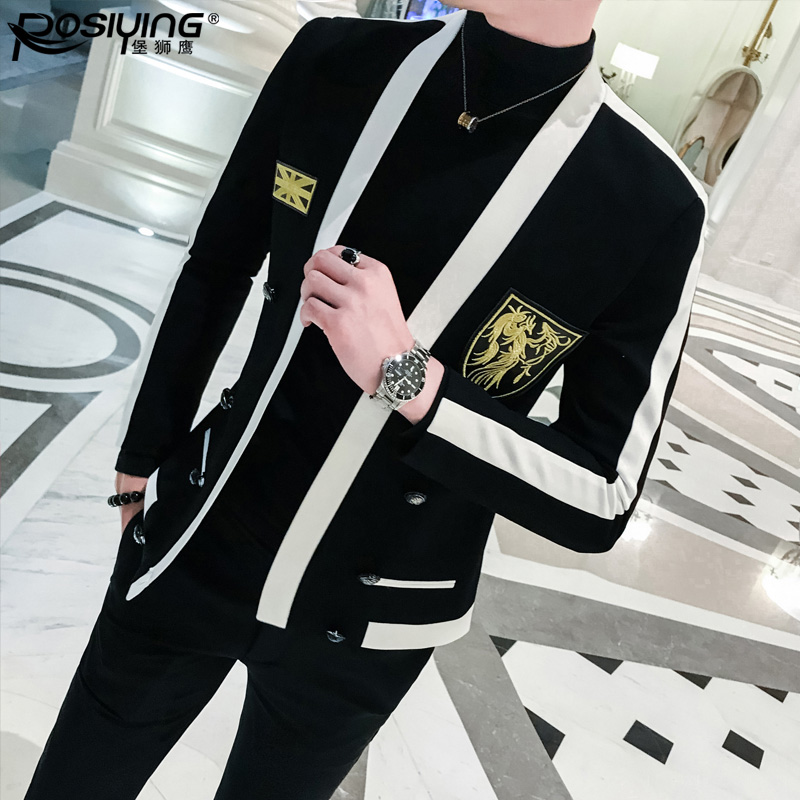 春秋西装外套男韩版潮流男装帅气夹克青年小西服发型师修身上衣服