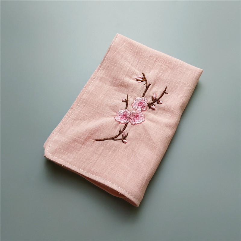 手帕中国国风梅花女双双层刺绣棉麻古风汉服手帕